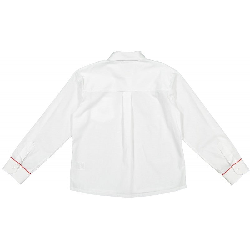 Sal & Pimenta Boys White Shirt - Long Sleeves - Santa Embroidery
