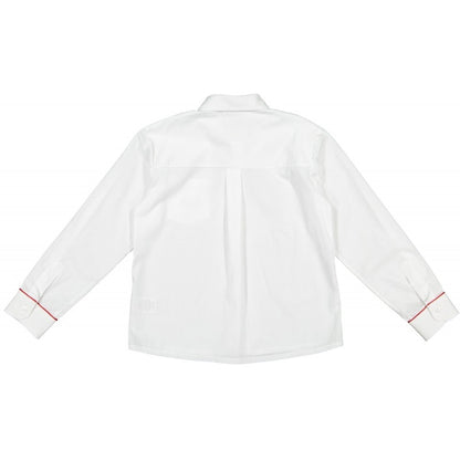 Sal & Pimenta Boys White Shirt - Long Sleeves - Santa Embroidery