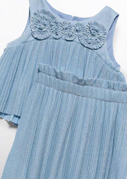 Abel & Lula Girls Sky Blue Pleated Knit Skirt Set