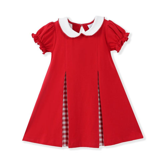 Swoon Baby Gingham Pleat Gameday Cheer Dress - Red
