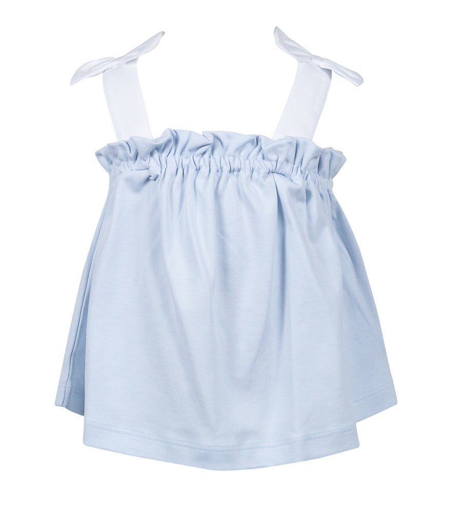 Proper Peony Girls Pima Tie Top Shirt - Light Blue