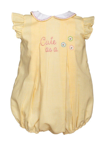 Proper Peony Girls Yellow Check Cute as a Button Bubble