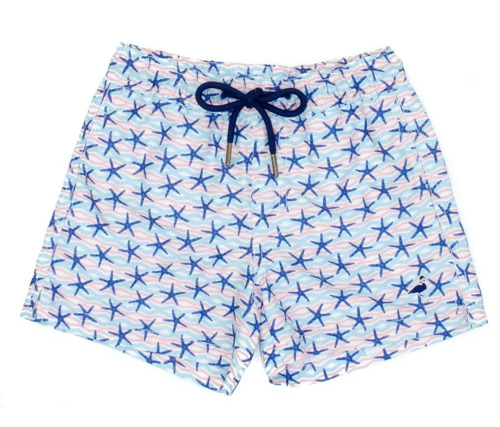 Properly Tied Boys Swim Trunks - Blue Starfish