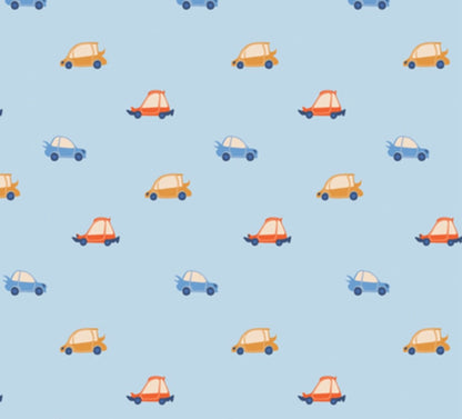 James & Lottie Boys Knit Reed Jon Jon - Blue Cars Print