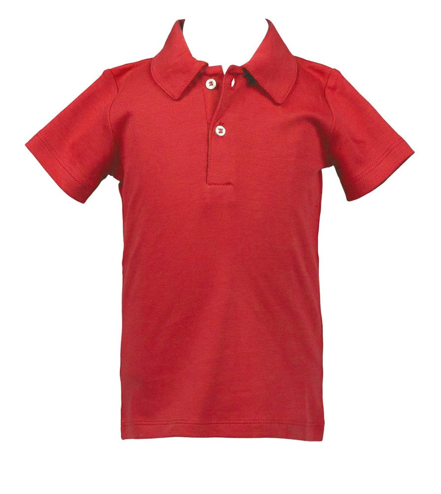 Proper Peony Pima Boys Short Sleeve Polo Shirt - Red
