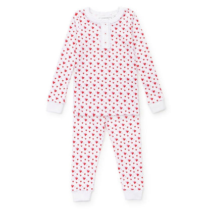 Lila & Hayes Girls Alden Pajamas Set - Pink & Red Heart to Heart Valentines