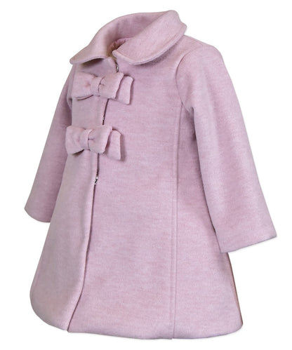Widgeon Girls Dress Coats - Two Bow Car Coat - Heather Pink