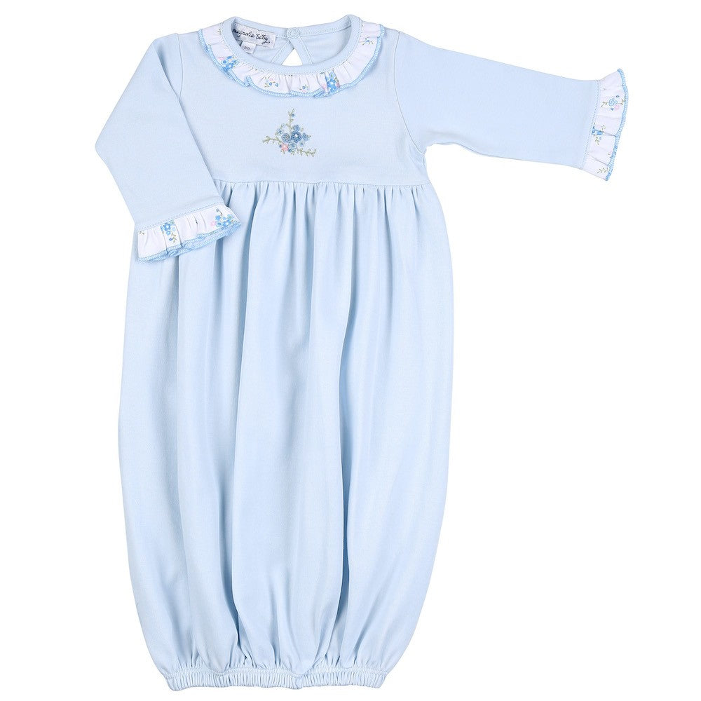 Magnolia Baby Girls Samantha's Classics Sky Blue Embroidered Ruffle Gown