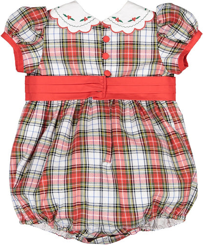 Sal & Pimenta Girls Christmas Bubble - Red Celebration Tartan Holiday Plaid