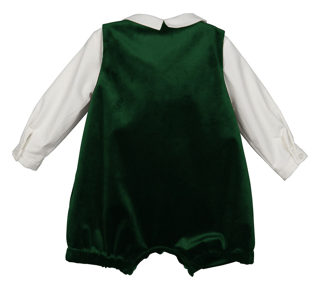 Luli & Me Baby / Toddler Boys Dressy Jon Jon with Shirt - Green Velvet