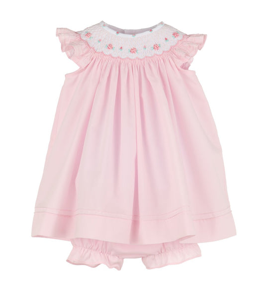 Luli & Me Baby Girls Classic Pink Smocked Bishop Dress by Luli & Me