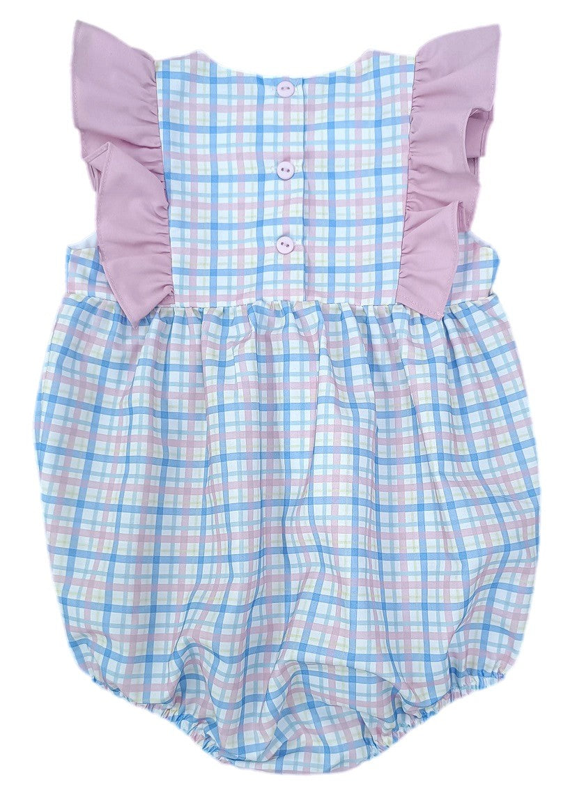 James & Lottie Girls Liza Bubble - Blue & Pink Pastel Plaid