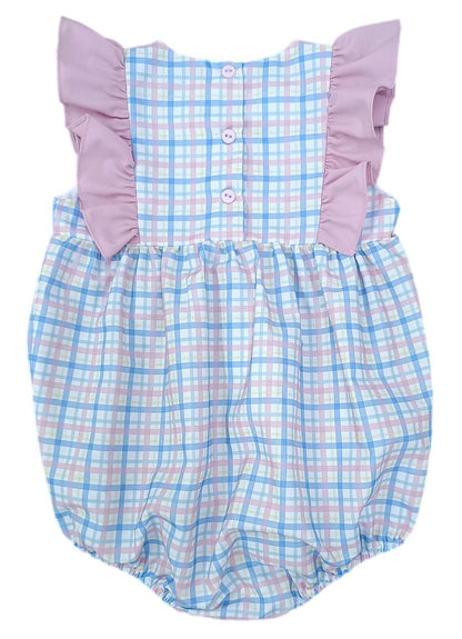 James & Lottie Girls Liza Bubble - Blue & Pink Pastel Plaid