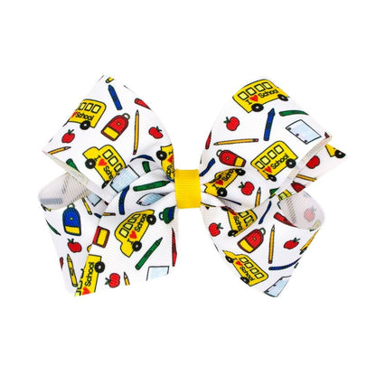 Wee Ones Girls Hair Bow - Back to School - Bus