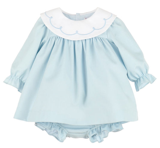 Sophie & Lucas Girls Cozy Club Scallop Dress - Light Blue