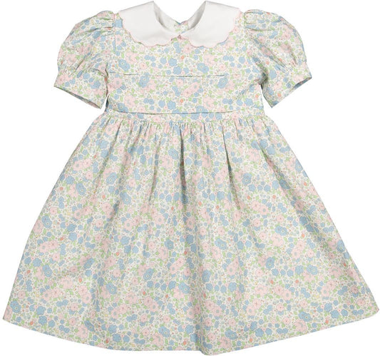 Sal & Pimenta Girls Dress - Blue & Pink Sprinkles Floral