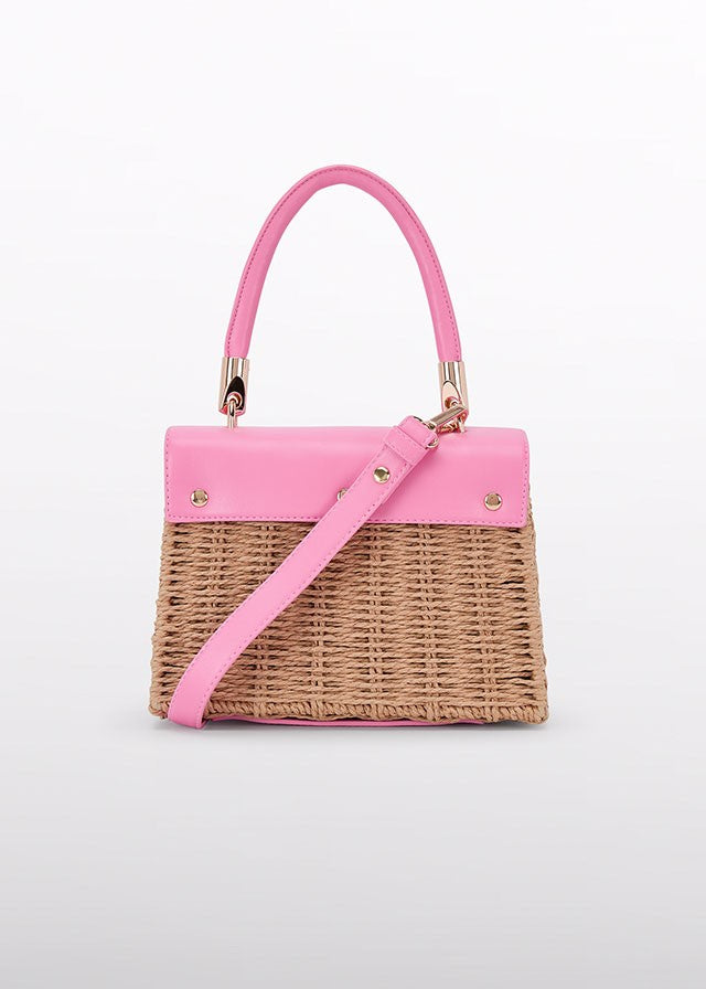 Abel & Lula Girls Basket Handbag Purse - Fuchsia Pink Trim