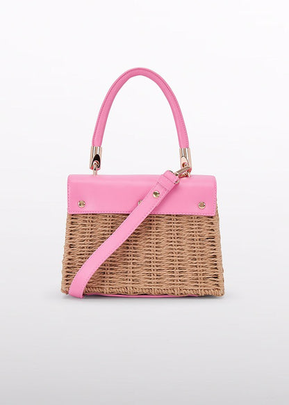 Abel & Lula Girls Basket Handbag Purse - Fuchsia Pink Trim
