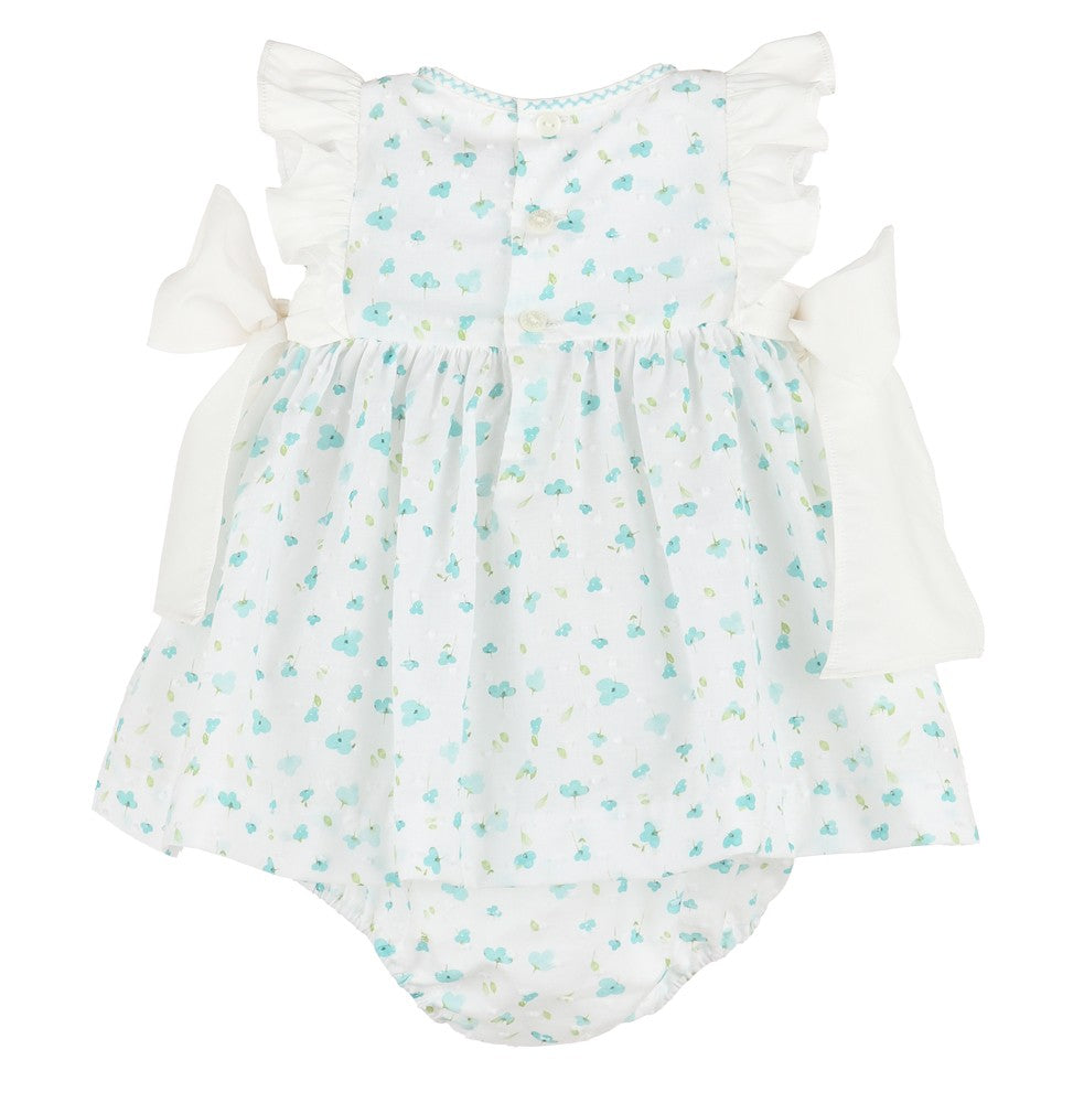 Sophie & Lucas Girls Dress - Azure Blue Blooms Floral - Side Bows by Sophie & Lucas