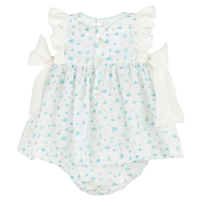 Sophie & Lucas Girls Dress - Azure Blue Blooms Floral - Side Bows by Sophie & Lucas