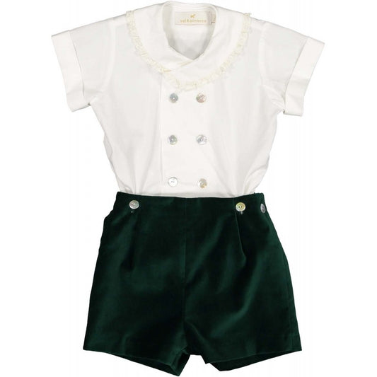 Sal & Pimenta Baby / Toddler Boys Dressy Set - Royal Emerald Green Velvet