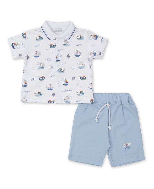 Kissy Kissy Baby / Toddler Boys Blue Boats at Sea Shorts Set