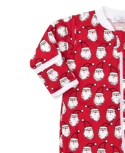Kissy Kissy Baby Footie with Zipper - Red HO HO HO Santa Claus Print