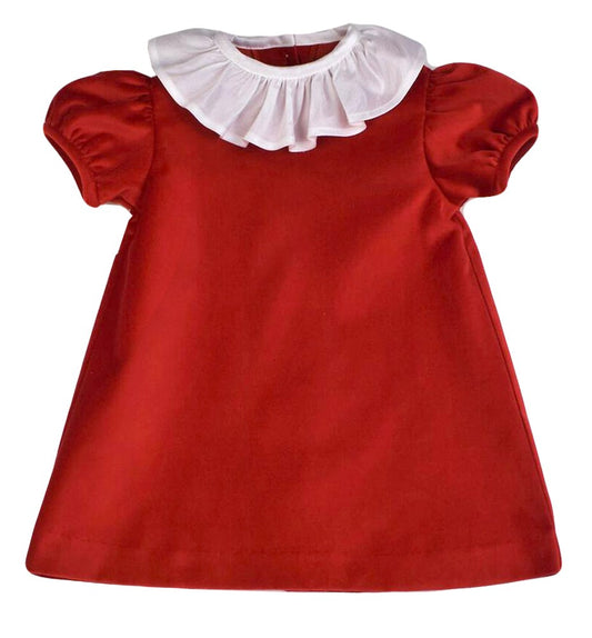 Funtasia Too Girls Velveteen Float Dress - Ruffle Neck - Red