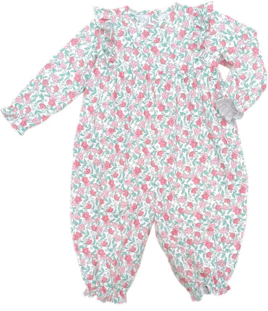 James & Lottie Harper Green and Pink Floral Long Romper
