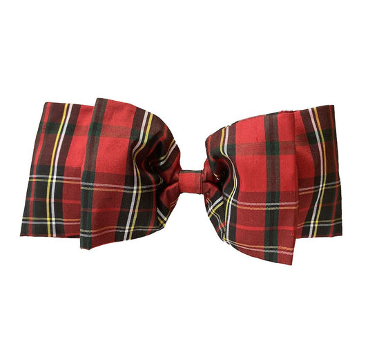 Susanne Lively Girls Hair Bow to Match Dress - Red Holiday Plaid