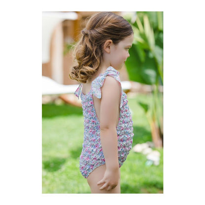 Sal & Pimenta Girls Frilled Swimsuit - Pastel Pink Liberty Cotton by Sal & Pimenta