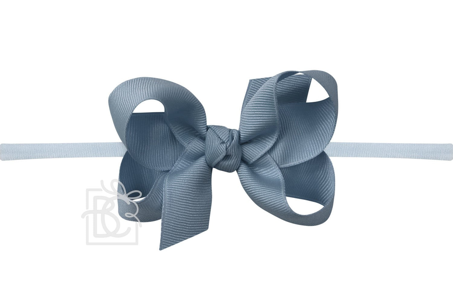Beyond Creations Girls 1/4" Pantyhose Headband with Attached Bow - Grosgrain - Williamsburg Blue