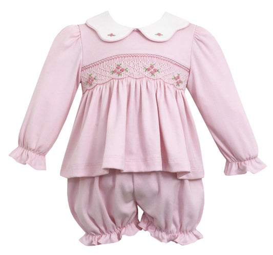 Petit Bebe Baby / Toddler Girls Pink Knit Smocked Bloomers Set by Petit Bebe
