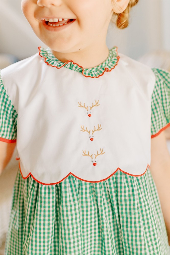Proper Peony Girls Green Remi Reindeer Dress 12M Proper Peony Girls Green Remi Reindeer Dress 12M
