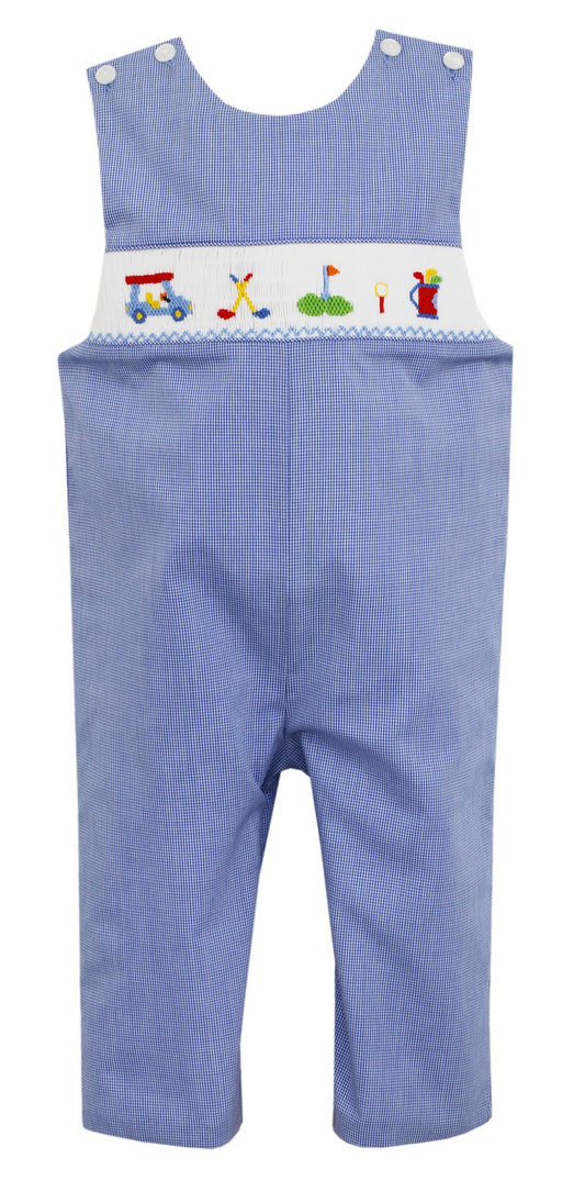 Petit Bebe Baby / Toddler Boys Royal Blue Check Smocked Golf Longall by Petit Bebe