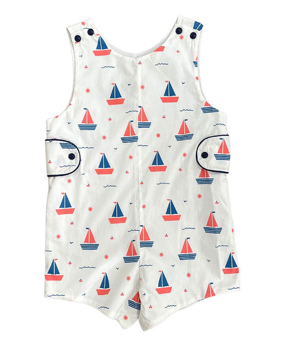 James & Lottie Boys Reed Jon Jon - Navy Blue Sailboats