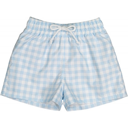 Sal & Pimenta Boys Swim Trunks - Light Blue Gingham
