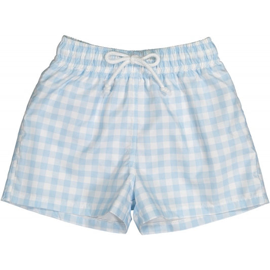 Sal & Pimenta Boys Swim Trunks - Light Blue Gingham