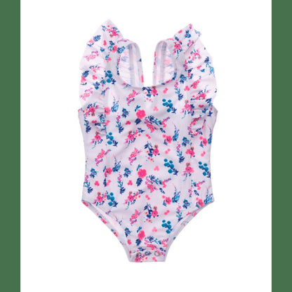 Snapper Rock Girls Pretty Petals Ruffle Shoulder Swimsuit - Bow on Back