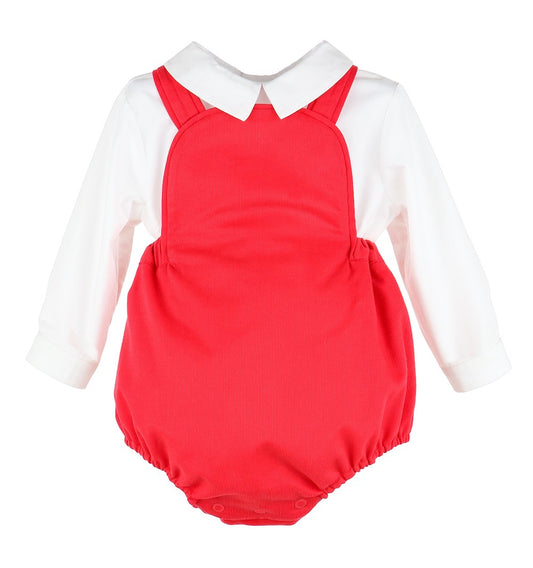 Sophie & Lucas Baby Boys Classic Vintage Overall with Shirt - Red