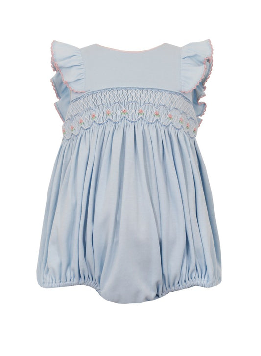Petit Bebe Knits Baby Girls Light Blue Bubble - Smocked in Pink