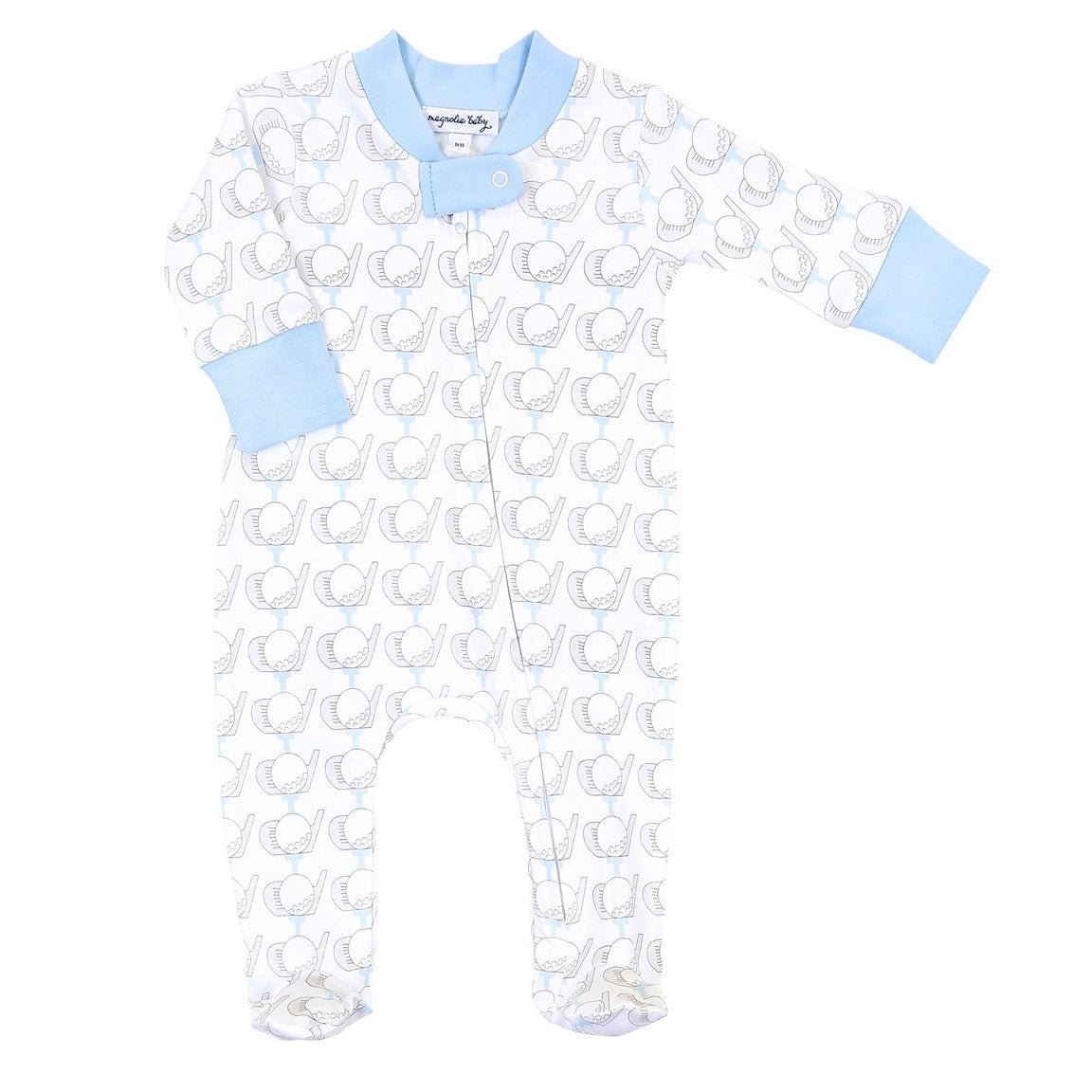 Magnolia Baby Boys Golf Printed Zipped Footie - Blue