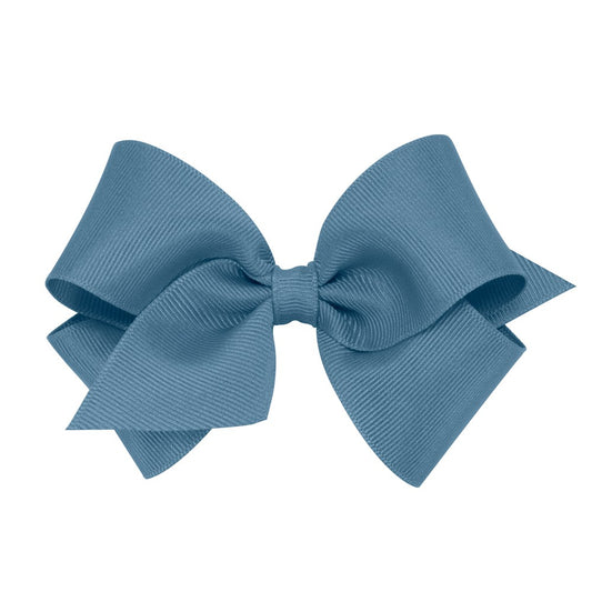 Wee Ones Girls Classic Grosgrain Bow on Clip - Denim Blue