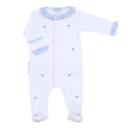 Magnolia Baby Girls Anna's Classics White Scattered Ruffle Footie