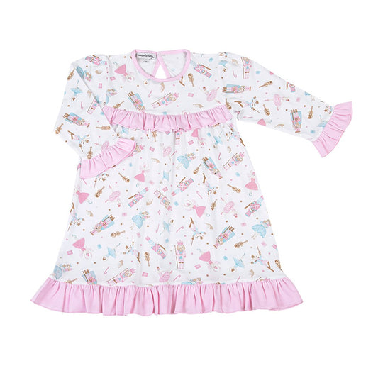 Magnolia Baby Little Girls Pink Nutcracker Ballet Printed Ruffle Dress