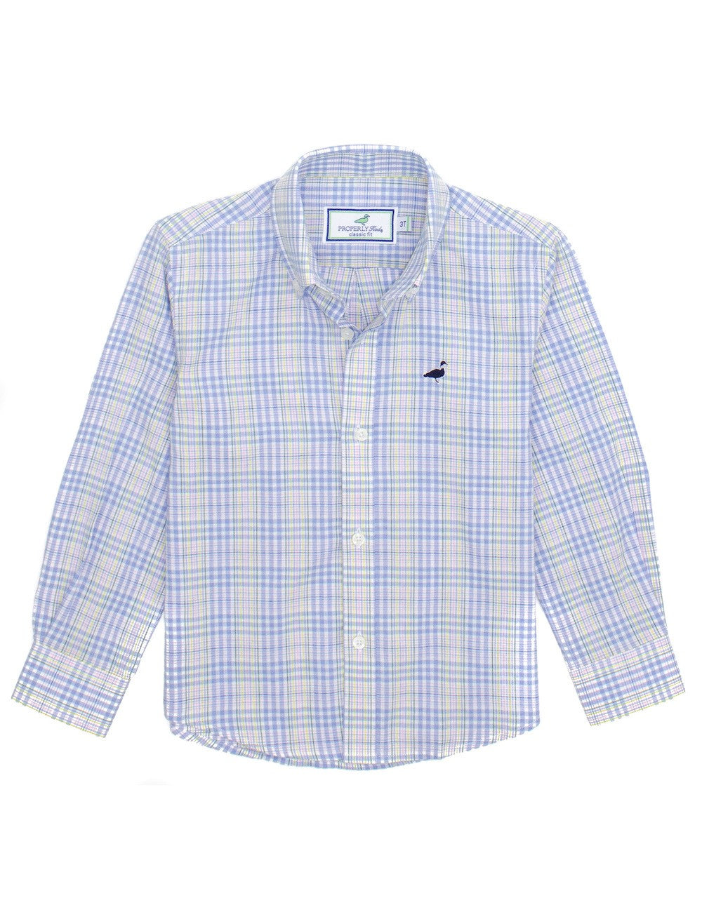 Properly Tied Little Boys 2T-7 Plaid Long Sleeve Seasonal Sport Shirt, , Gulfport Blue4T