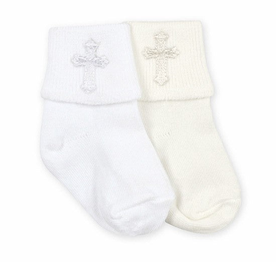Jefferies Christening Cross Socks for Baby Boys - White or Ivory