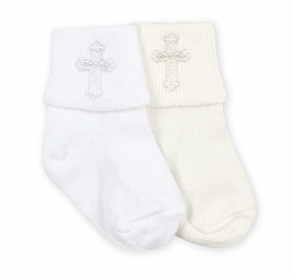 Jefferies Christening Cross Socks for Baby Boys - White or Ivory