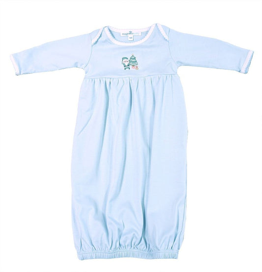 Magnolia Baby Boys Sweet Little Christmas Embroidered Gown - Blue