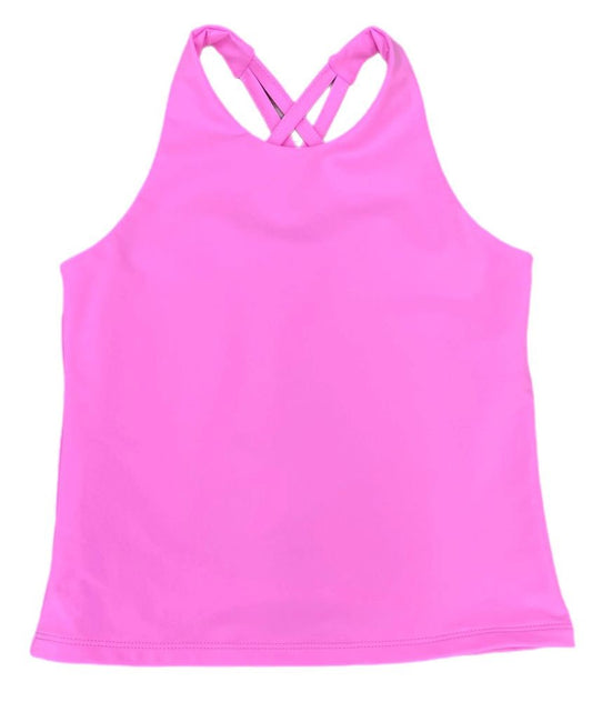Be Elizabeth by James & Lottie Girls Athleisure Cross Back Top - Cotton Candy Pink